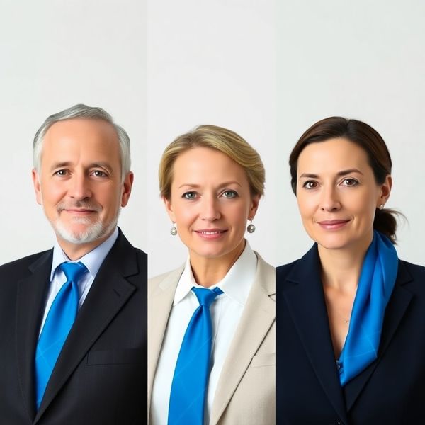 Triptih portretov treh partnerjev v studijski svetlobi